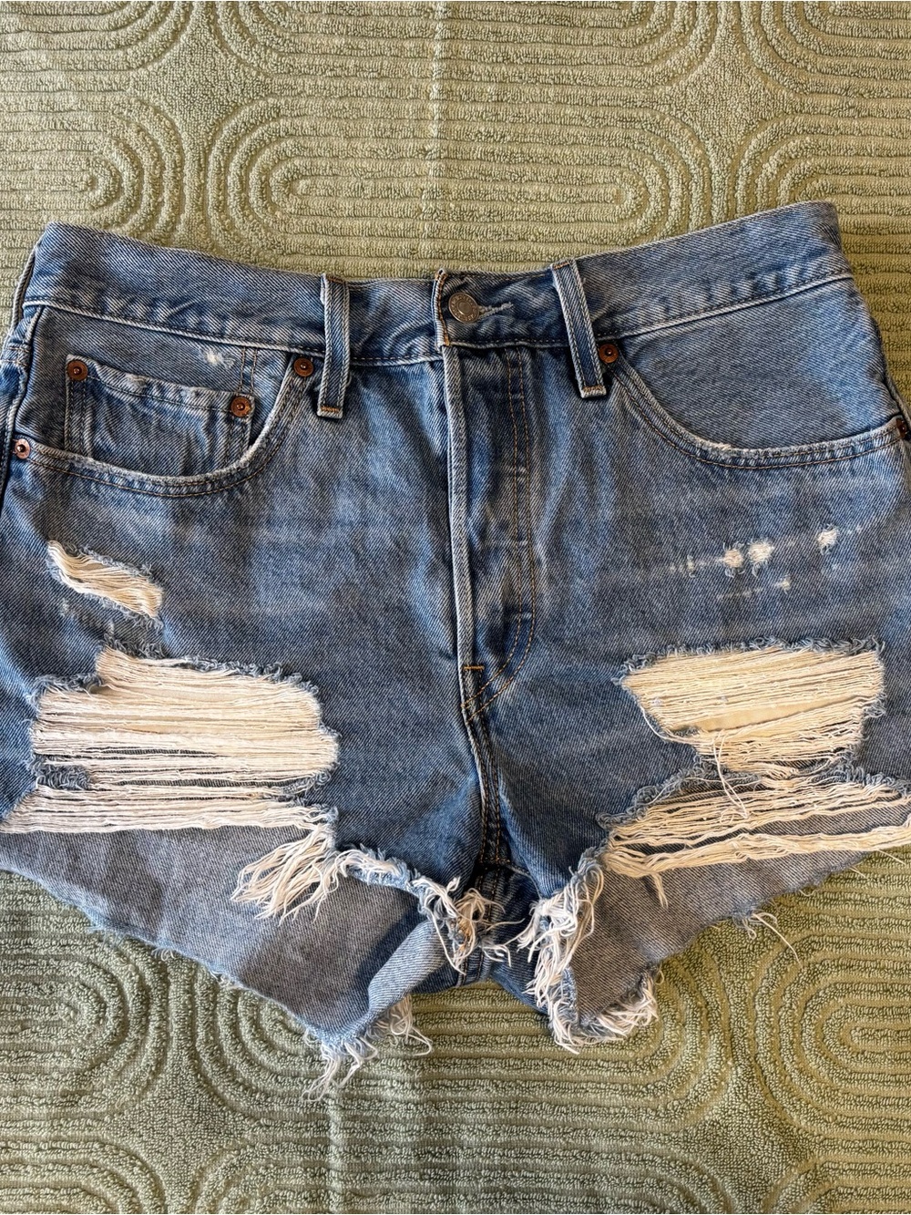 Levi's Distressed Light Blue Denim Cutoff Shorts